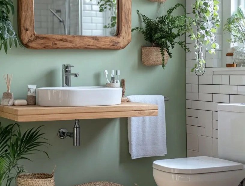 Sage Green Boho Bathroom Ideas | Serene Earthy Retreat | Small Bathroom Decor Inspiration