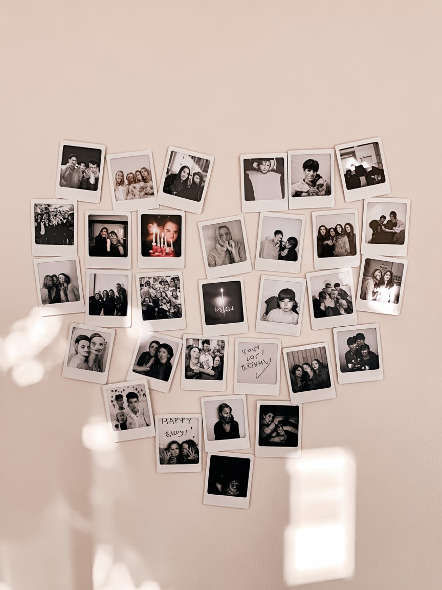 DIY Polaroid Photo Collage Heart Wall Decor for Bedroom