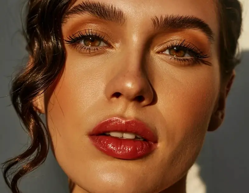 Bold Red Lip and Shimmer Eyeshadow - New Year's Eve Glam Makeup Inspiration