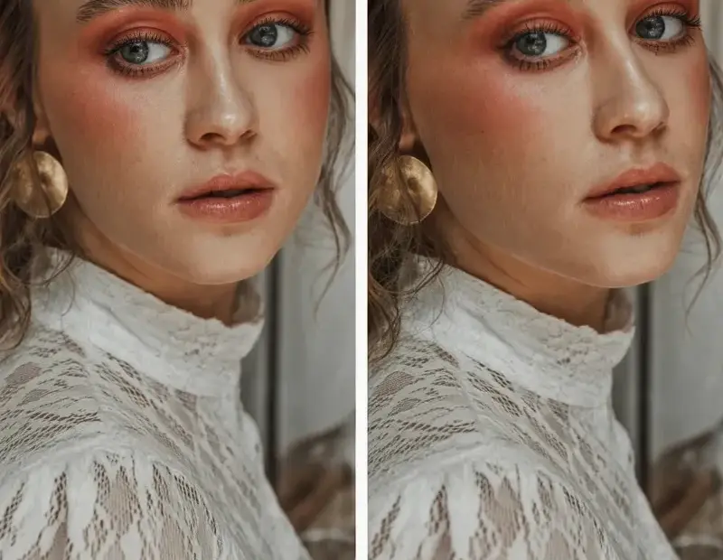 Beauty Portrait Diptych: Front & Side Profile with Warm Brown Eyeshadow + Messy Updo