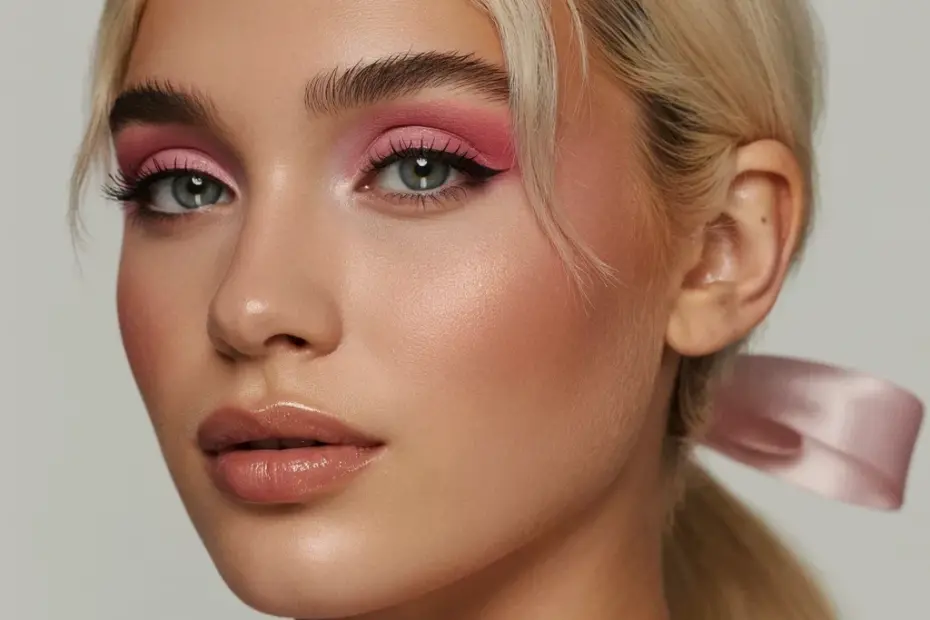 Glitter Pink Eyeshadow with Winged Eyeliner - Cozy Glam Makeup Idea for Date Night